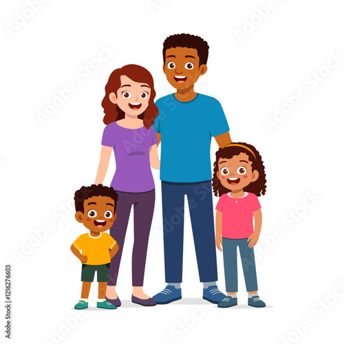 happy family standing for portrait photograph together