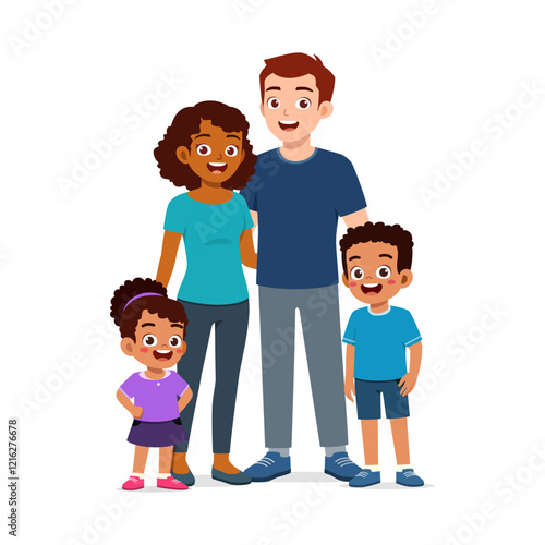 happy family standing for portrait photograph together