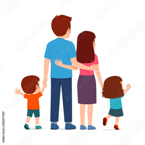 happy family standing for portrait photograph together