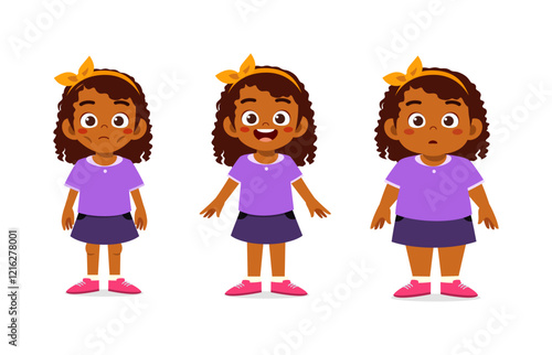 cute kids with various weight skinny fit fat vector