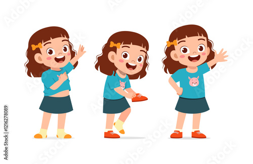 little kid do dressing process wearing clothes