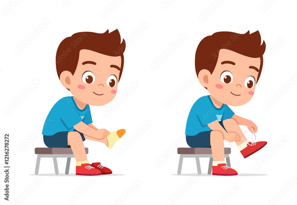 little kid do dressing process wearing shoes little kid do dressing process wearing shoes