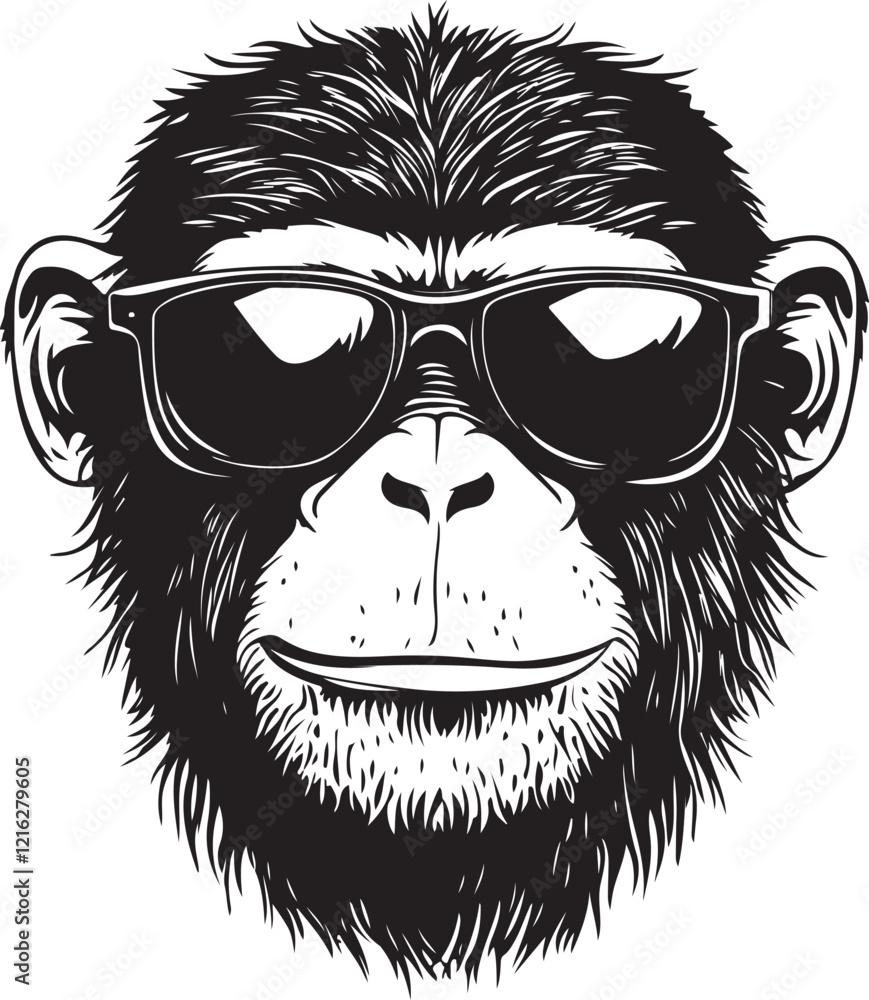 Fototapeta premium black and white illustration of a monkey