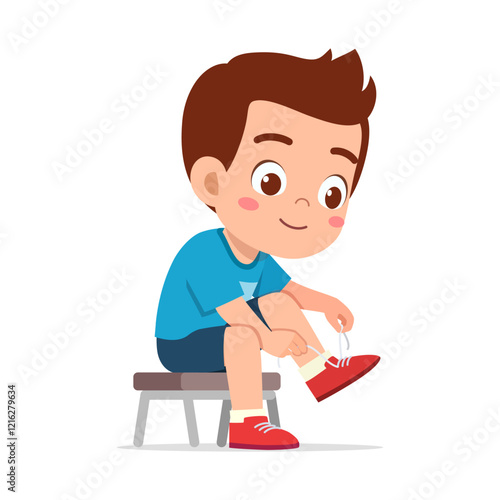 little kid do dressing process wearing shoes or socks