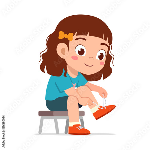 little kid do dressing process wearing shoes or socks