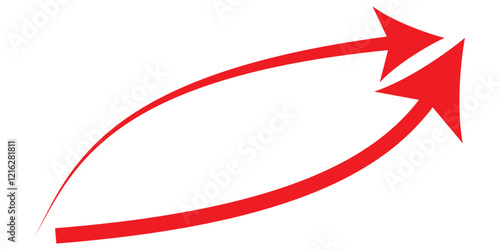 Long arrows icon. Long curved hand drawn arrow isolated.