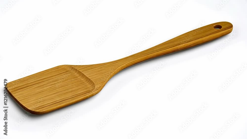 Wooden spatula on a white background, showcasing its sleek design and craftsmanship Wooden spatula on a white background, showcasing its sleek design and craftsmanship