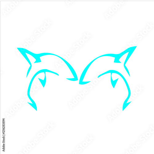 logo design of two jumping racing dolphins