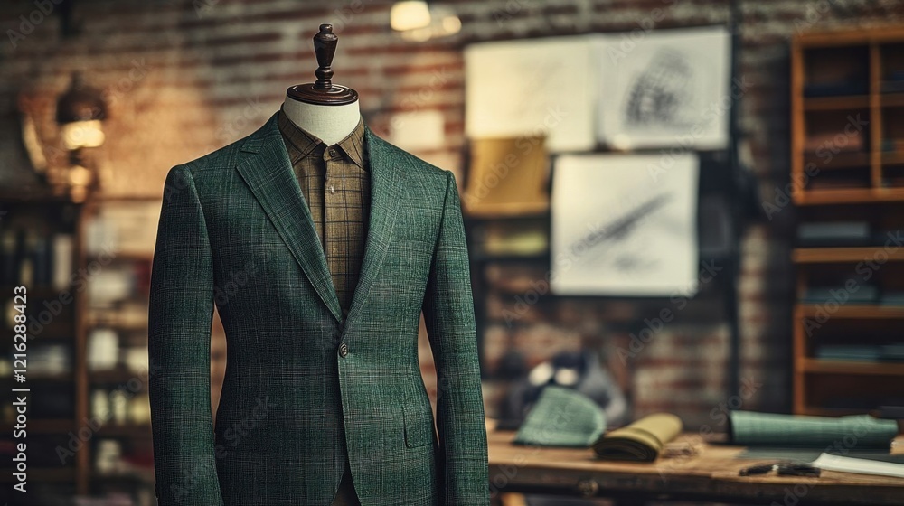 Modern forest green suit jacket. Modern forest green suit jacket.
