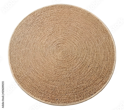A Top-Down View of a Circular Woven Basket with a Spiraling Pattern, Set Against a Black Background.