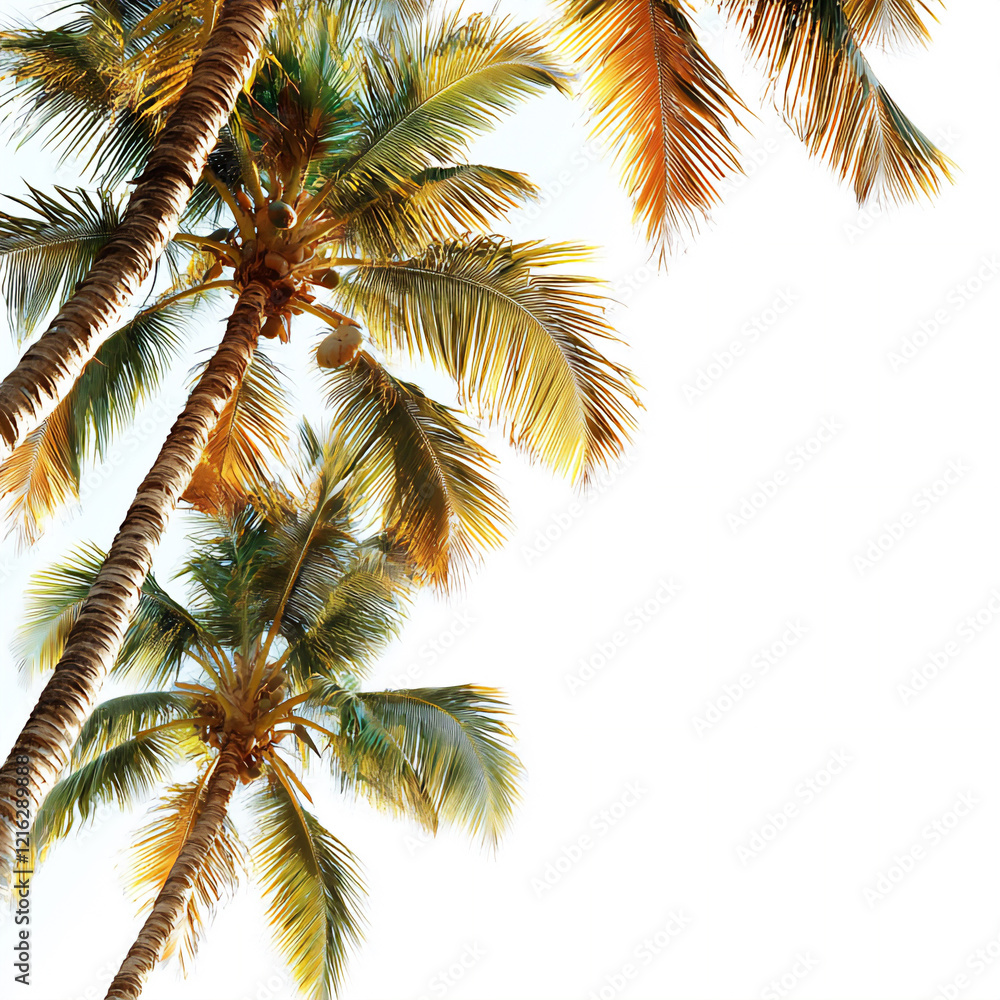 palm tree border, isolated on white background palm tree border, isolated on white background