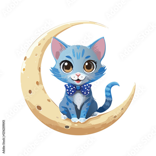 A cute chibi-style cat drawing for print or use as poster, card, flyer, sticker or T Shirt