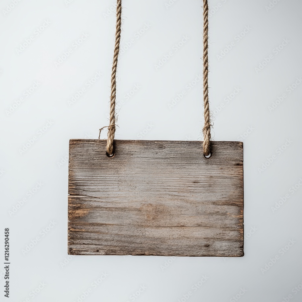 Rustic wooden sign hanging on rope. (2) Rustic wooden sign hanging on rope. (2)