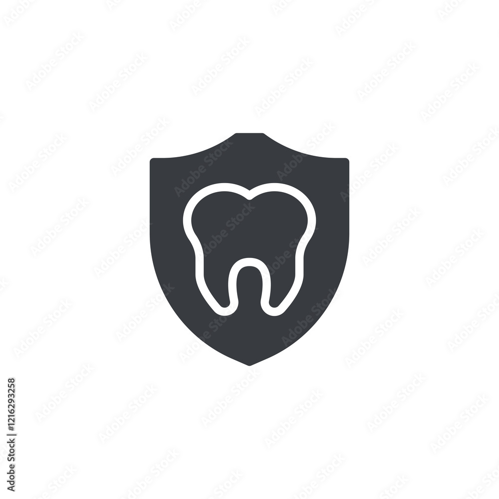 A tooth with a shield vector icon A tooth with a shield vector icon