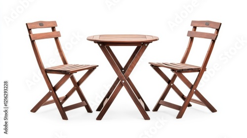 Foldable bistro set in rustic brown for a natural look photo