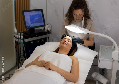 Relaxing facial treatment a...
