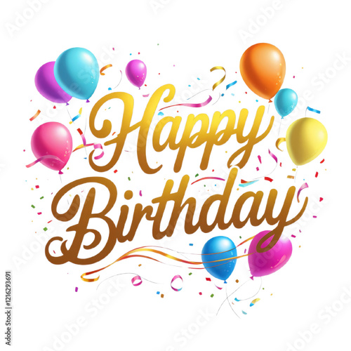 happy birthday card with balloons  with transparent background PNG and JPEG image	