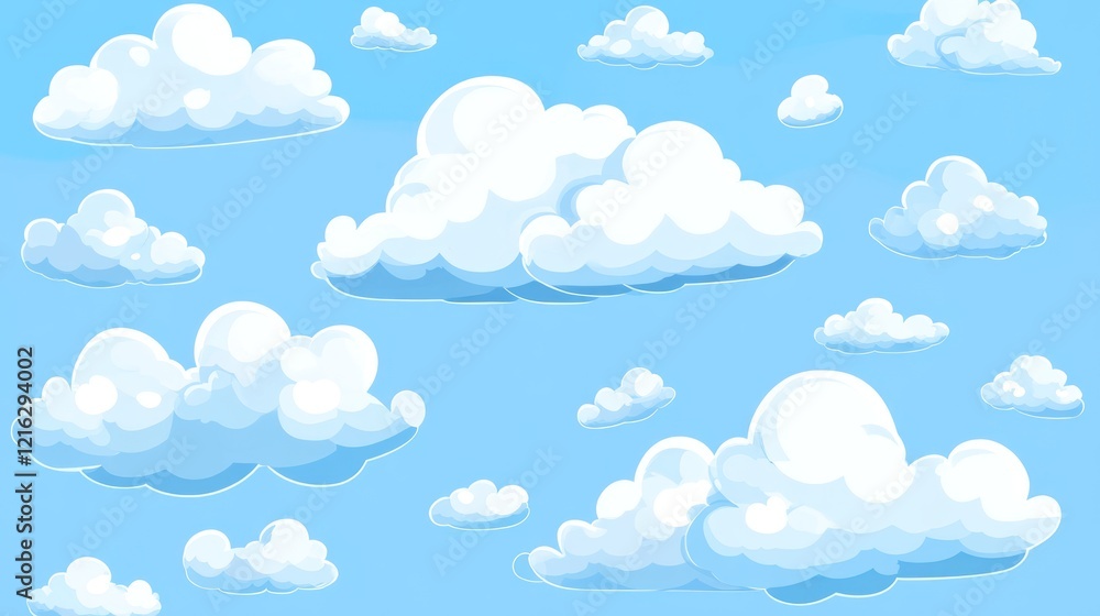 Light blue clouds background with soft, fluffy clouds floating in the sky. Light blue clouds background with soft, fluffy clouds floating in the sky.