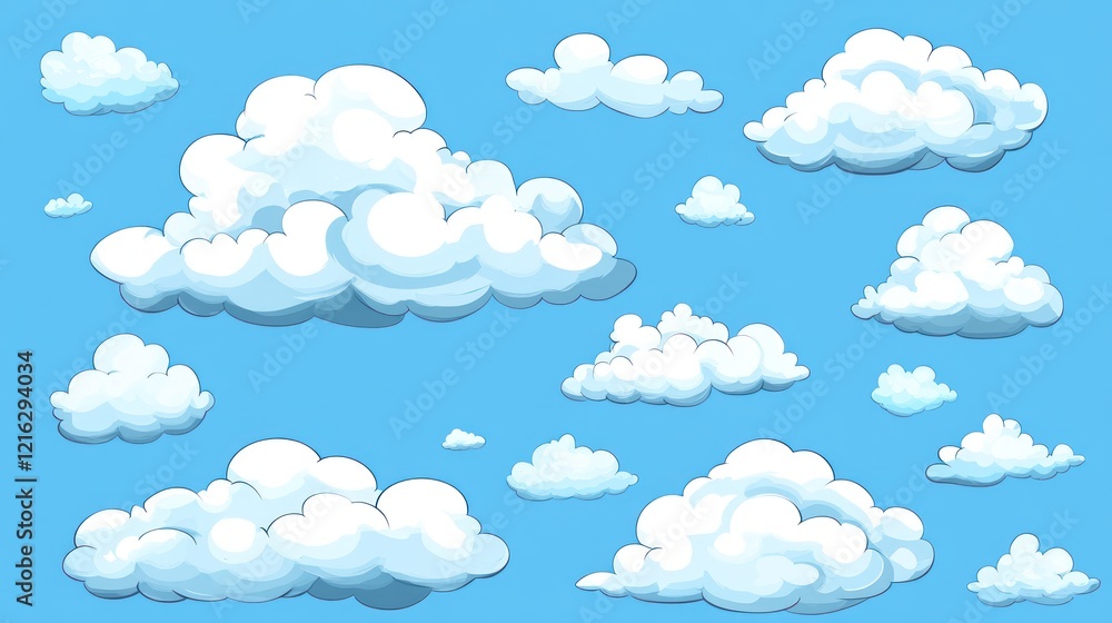 Light blue clouds background with soft, fluffy clouds floating in the sky. Light blue clouds background with soft, fluffy clouds floating in the sky.