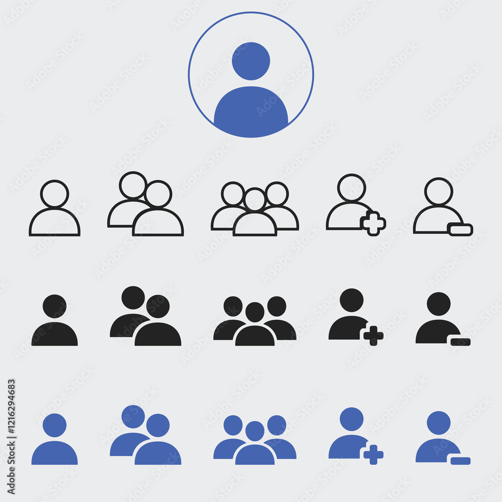 Set of profile, photo, group people icon Vector Background Set of profile, photo, group people icon Vector Background