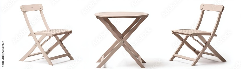 Foldable bistro set in warm beige tones for a neutral aesthetic Foldable bistro set in warm beige tones for a neutral aesthetic