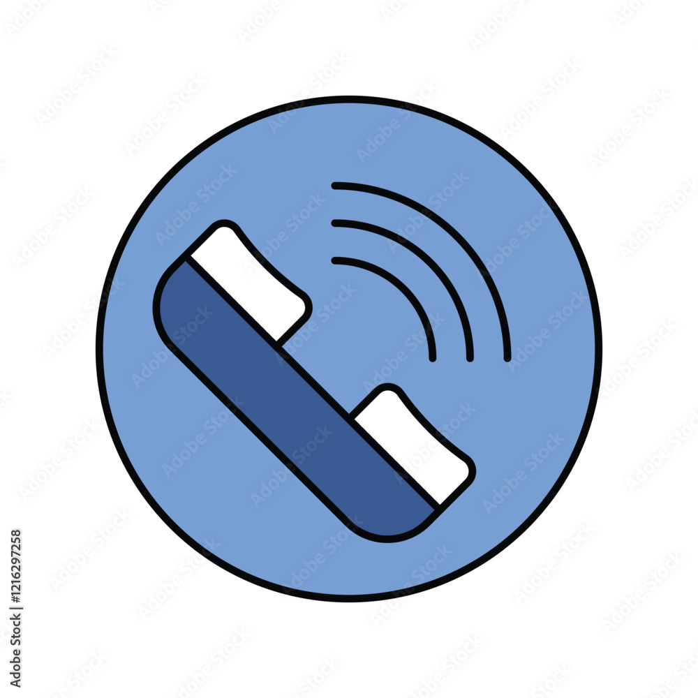 Telephone blue icon with white background vector stock illustration Telephone blue icon with white background vector stock illustration