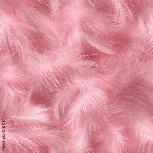 A soft pink background filled with delicate, wispy feathers, creating a whimsical and gentle texture.