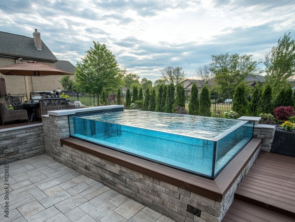 Obraz premium Modern Glass Enclosed Backyard Pool Design