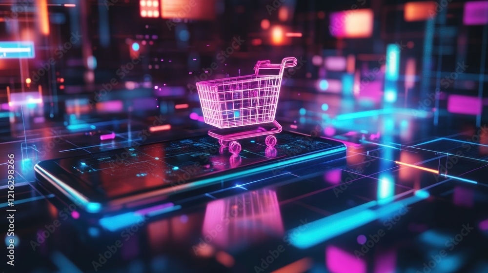 Online Shopping Digital Cart on Smartphone Online Shopping Digital Cart on Smartphone