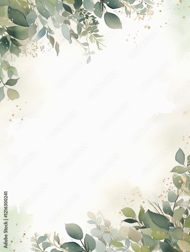 Obraz premium A frame made from watercolor paintings of leaves