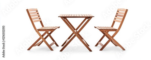 Foldable bistro set with teak and aluminum elements photo