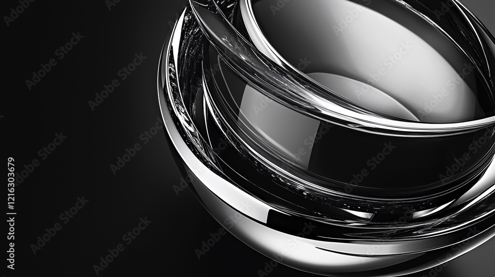 Obraz premium Abstract metallic rings with glass reflections