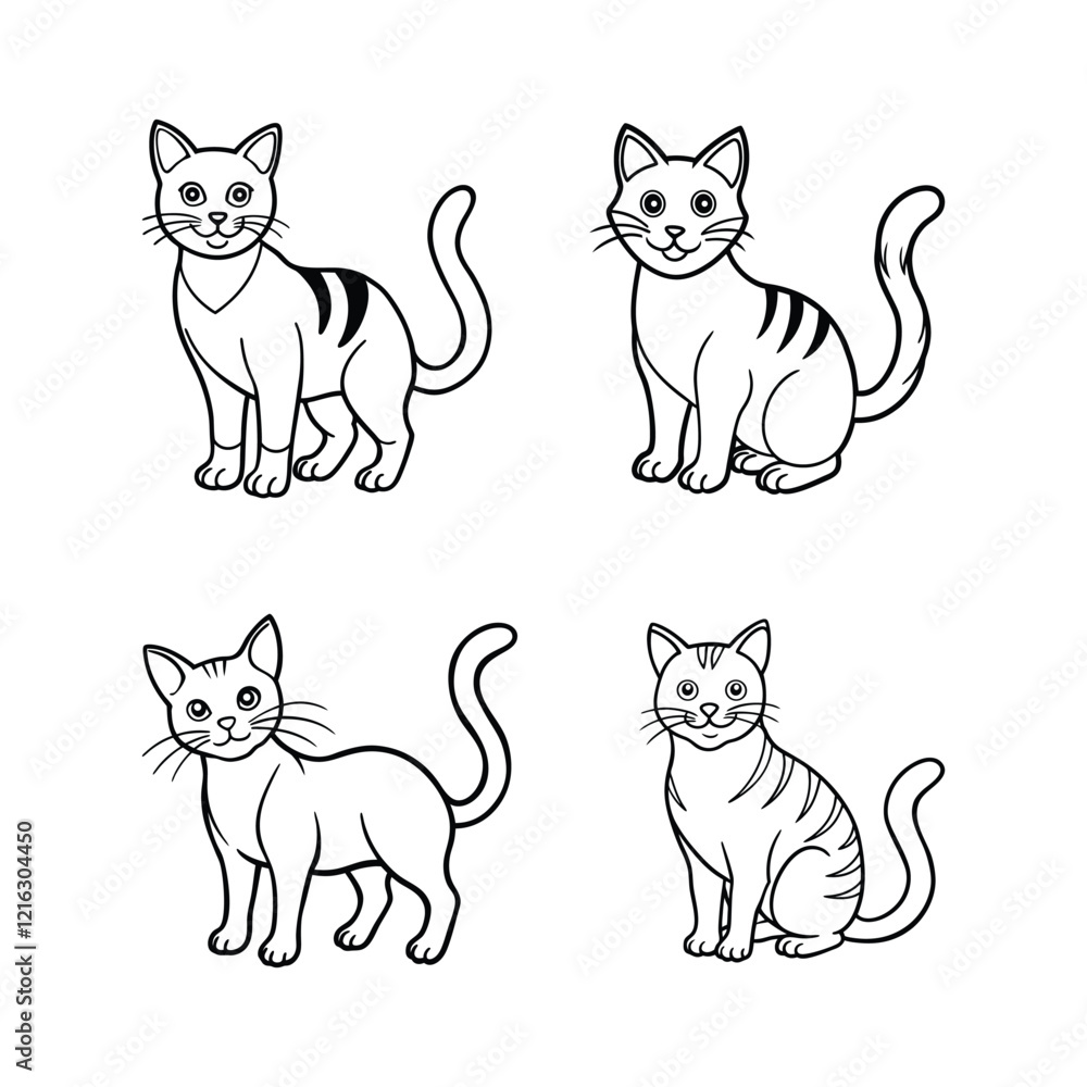 Set of cartoon cats Set of cartoon cats