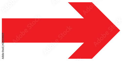 Left arrow icon. Red arrow to the left / vector, isolated on white background. Red large forward or left pointing solid long arrow icon sketched as vector symbol.