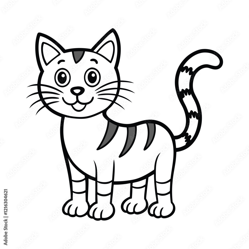 Line art vector illustration of a playful cartoon cat Line art vector illustration of a playful cartoon cat
