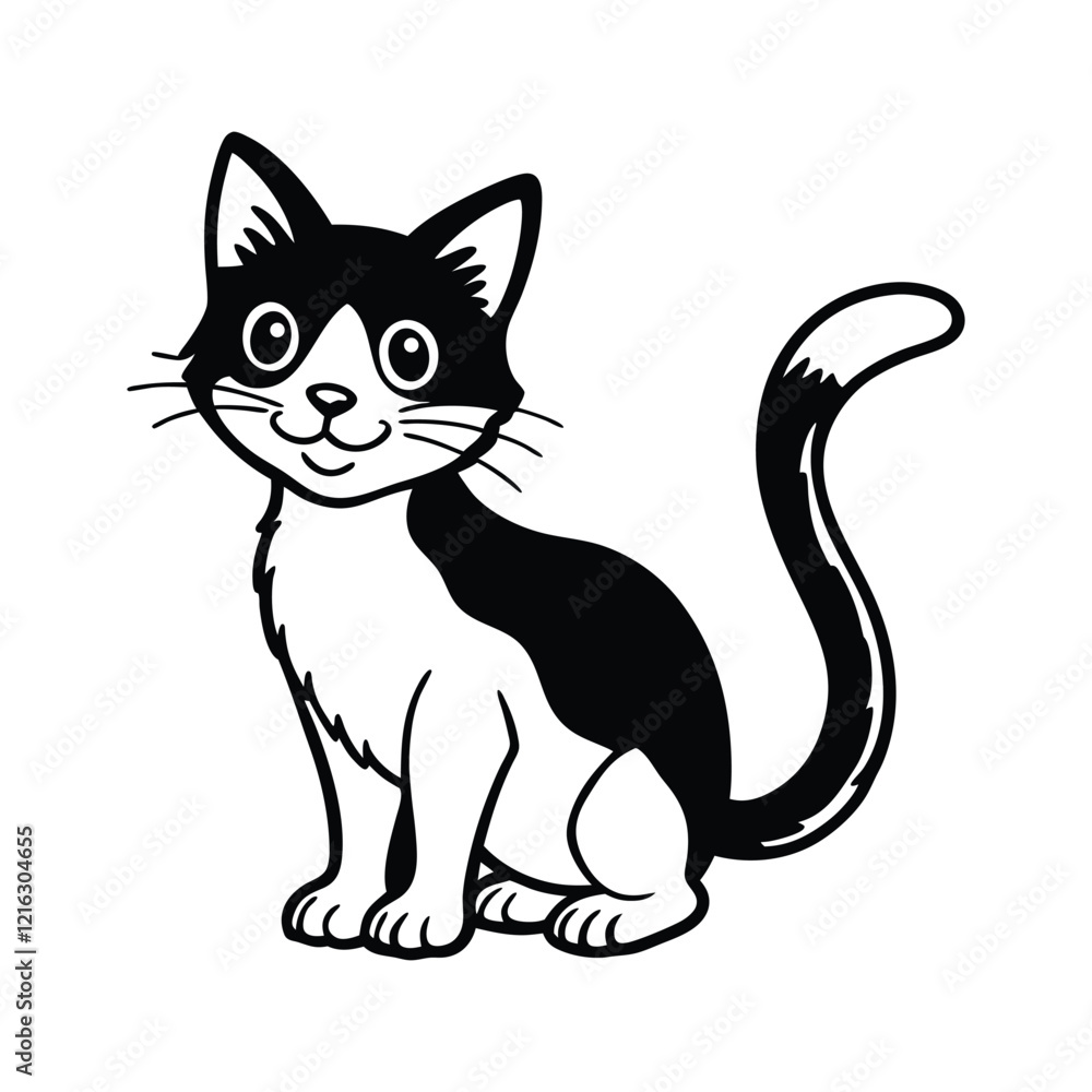Playful line art cartoon cat vector illustration Playful line art cartoon cat vector illustration