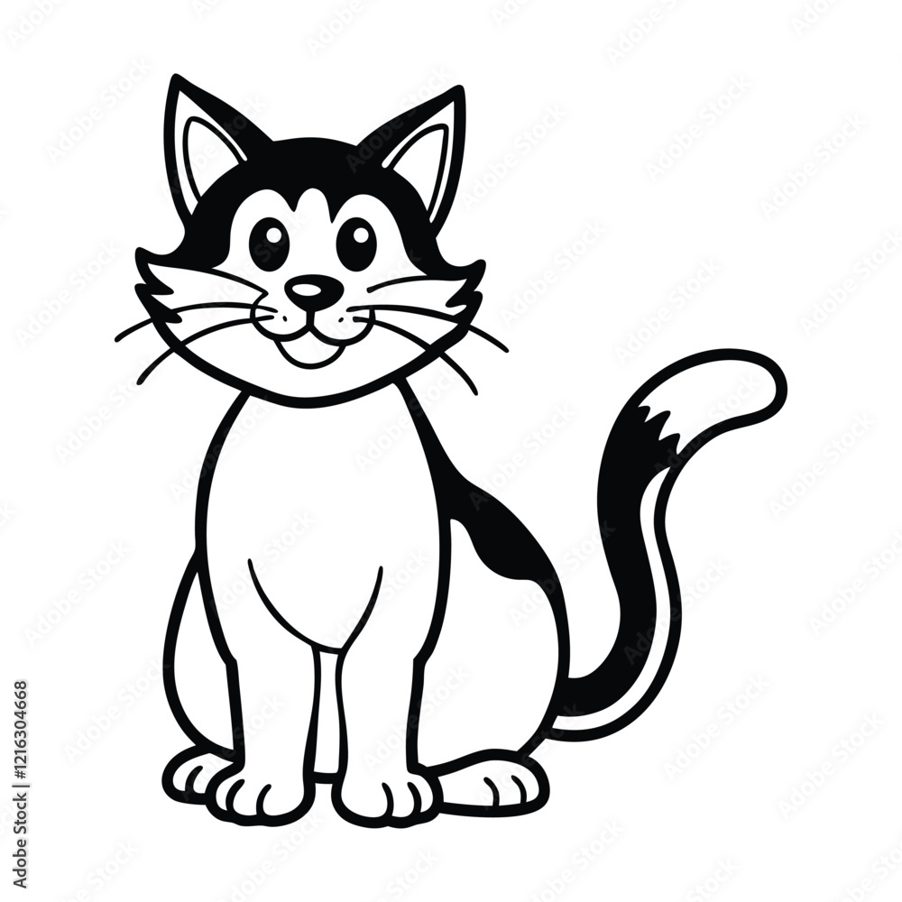 Fun cartoon cat vector illustration in clean line art Fun cartoon cat vector illustration in clean line art
