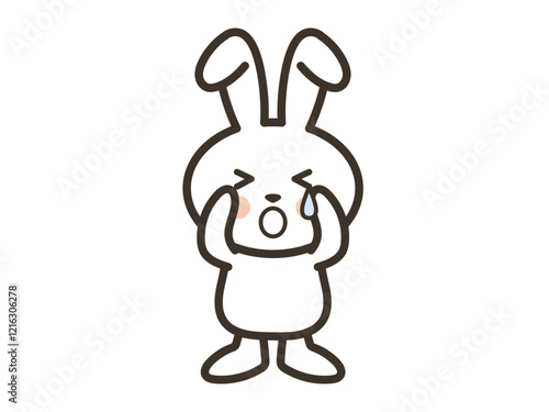 悲しくて泣くかわいい白いうさぎさんのイラスト
