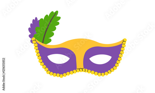 Mardi Gras carnival set icons, design element , flat style. Collection Mardi Gras comedy and tragedy, party decorations. Vector illustration, clip art isolate on white.