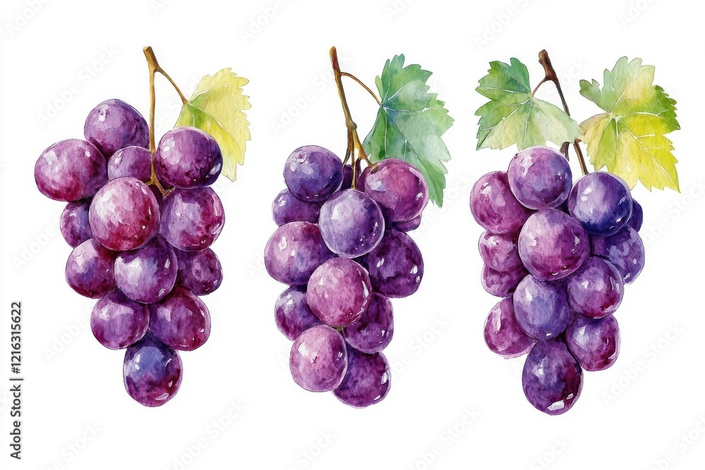 Simple watercolor grapes isolated on a white background. Simple watercolor grapes isolated on a white background.