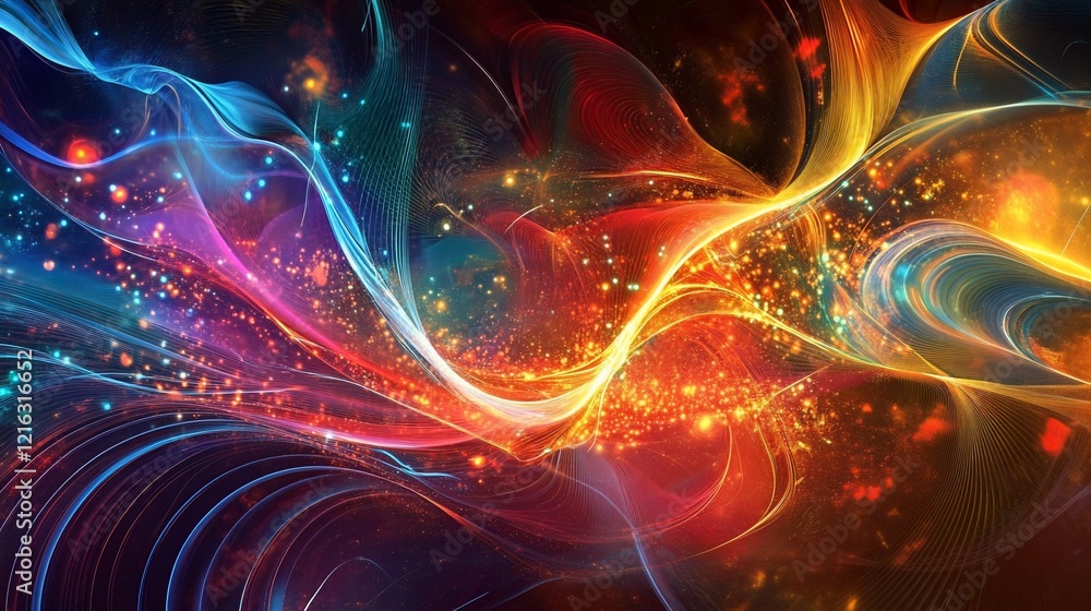 Abstract cosmic swirl with glowing particles and vibrant colors a dynamic background Abstract cosmic swirl with glowing particles and vibrant colors a dynamic background