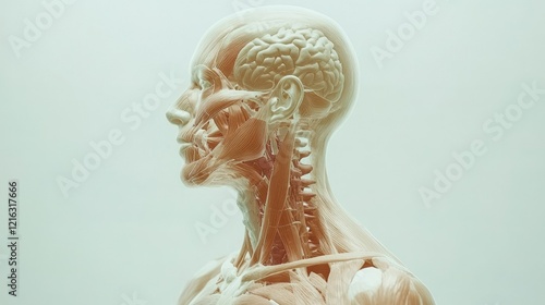 Human Anatomy: Detailed 3D Model of Head, Neck, and Upper Torso Musculature