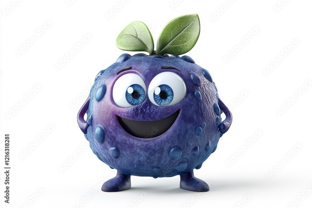 3D cartoon character blueberry, isolated on a white background. 3D cartoon character blueberry, isolated on a white background.