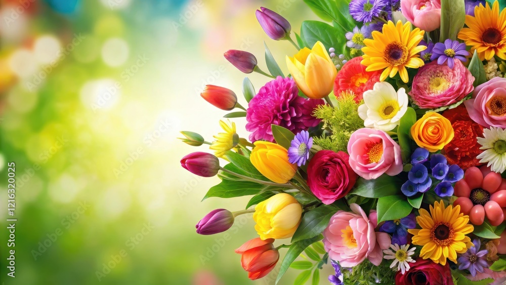 custom made wallpaper toronto digitalColorful floral arrangement with a stylized font displaying the phrase Happy Mother's Day