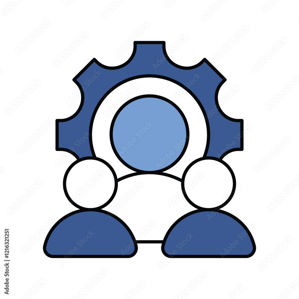 Team Management blue icon with white background vector stock illustration Team Management blue icon with white background vector stock illustration