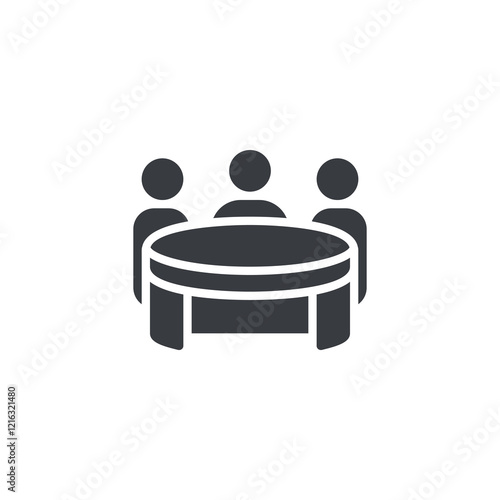 A group of people around a table vector icon
