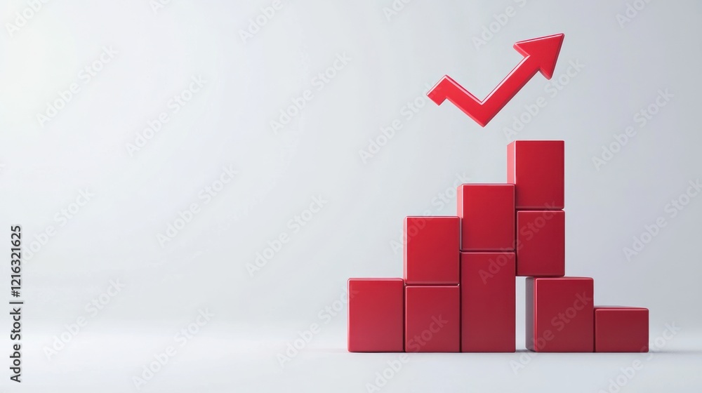 Fototapeta premium Positive business growth shown in abstract visuals on solid white background, single object