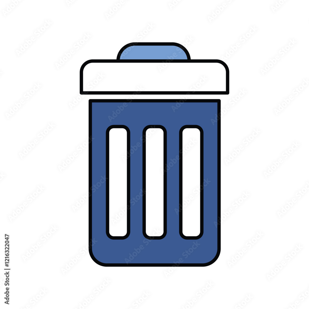 Dustbin blue icon with white background vector stock illustration Dustbin blue icon with white background vector stock illustration