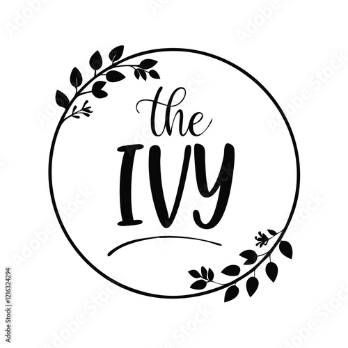 A logo design with a circular frame of ivy flower frame
