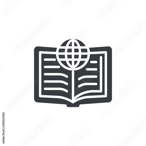 A book with a globe vector icon